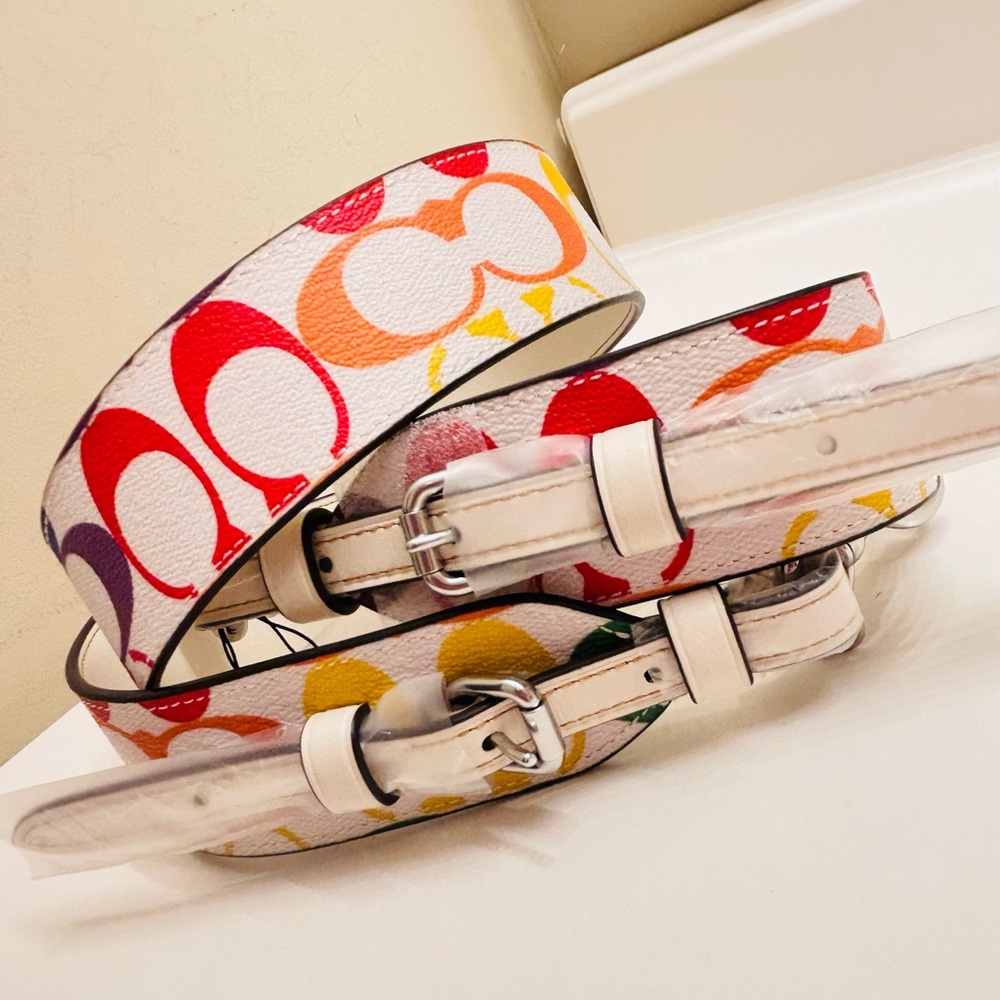 Coach Genuine Leather Rainbow Kissing C's Strap